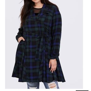 NWT Torrid bue and green plaid twill coat
